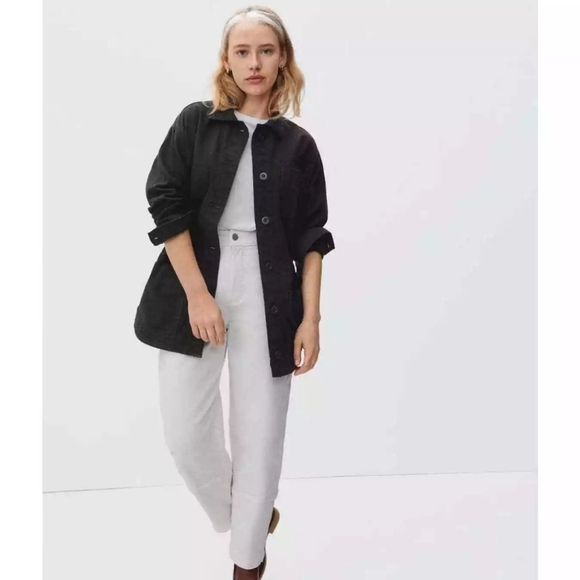 Everlane Cinchable Chore Jacket Cotton Canvas Black Sz Small MINIMALIST … - Picture 1 of 11